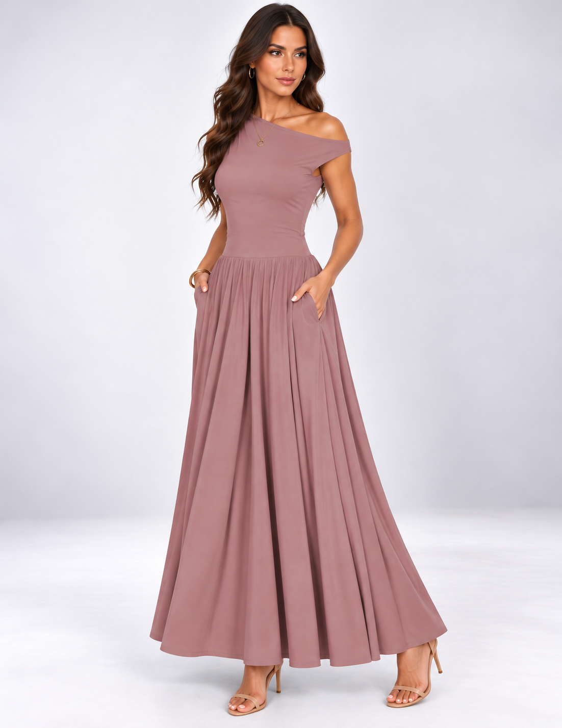 Isabella One-Shoulder Maxi Dress